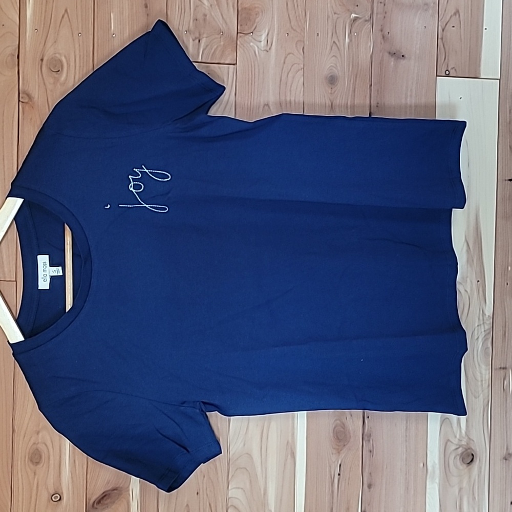 Ella Moss Top, Size S, Navy, Joy, Embroidery, Soft